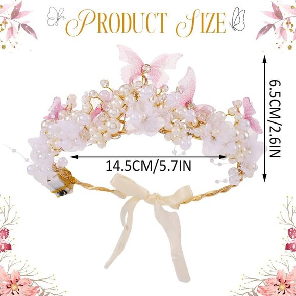 Light Up Butterfly Crown Headband Fairy Hair Accessory for Women Girls
